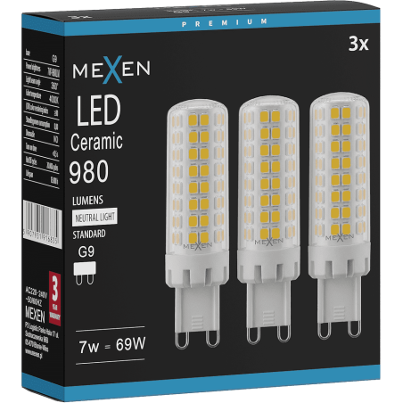 Mexen Aura 3x żarówka LED G9, 7W, Neutralna - 4000K, 980 lm - L121-G9-0740-01x03