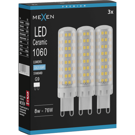 Mexen Aura 3x żarówka LED G9, 8W, Zimna - 6500K, 1060 lm - L121-G9-0865-01x03