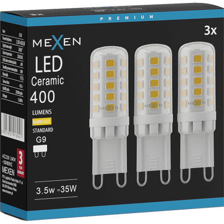 Mexen Aura 3x żarówka LED ściemnialna G9, 3,5W, Zimna - 6500K, 410 lm - L122-G9-0365-01x03