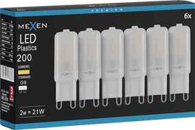 Mexen Aura 6x żarówka LED G9, 2W, Ciepła - 3000K, 200 lm - L120-G9-0230-01x06