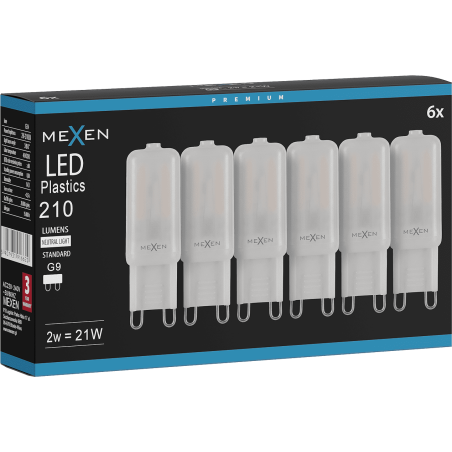 Mexen Aura 6x żarówka LED G9, 2W, Neutralna - 4000K, 210 lm - L120-G9-0240-01x06