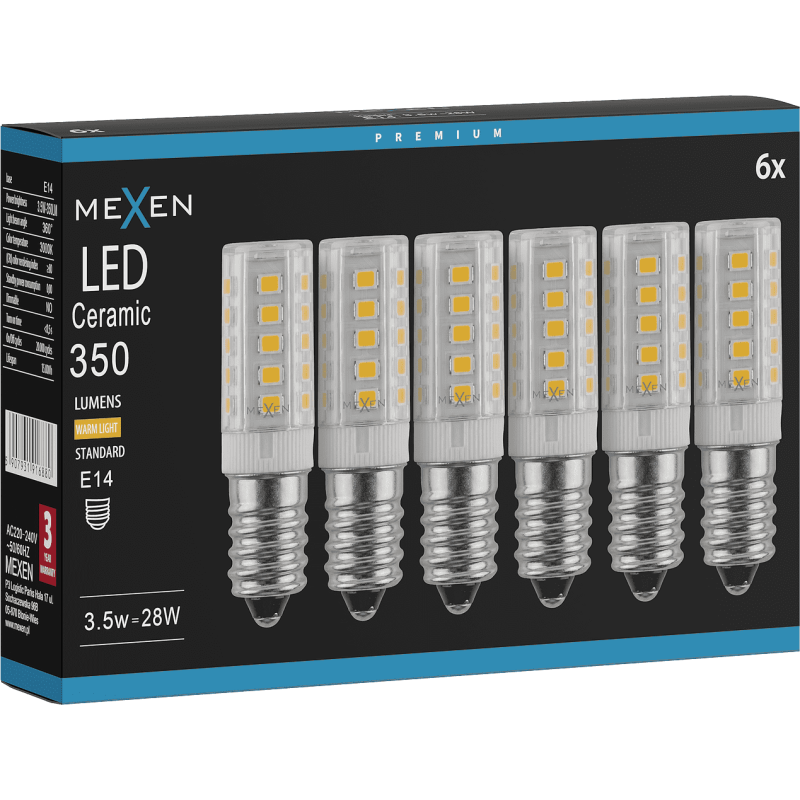 Mexen Aura 6x żarówka LED E14, 3,5W, Ciepła - 3000K, 350 lm - L121-E14-0330-01x06