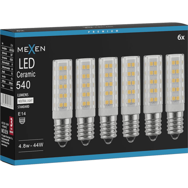 Mexen Aura 6x żarówka LED E14, 4,8W, Neutralna - 4000K, 540 lm - L121-E14-0540-01x06