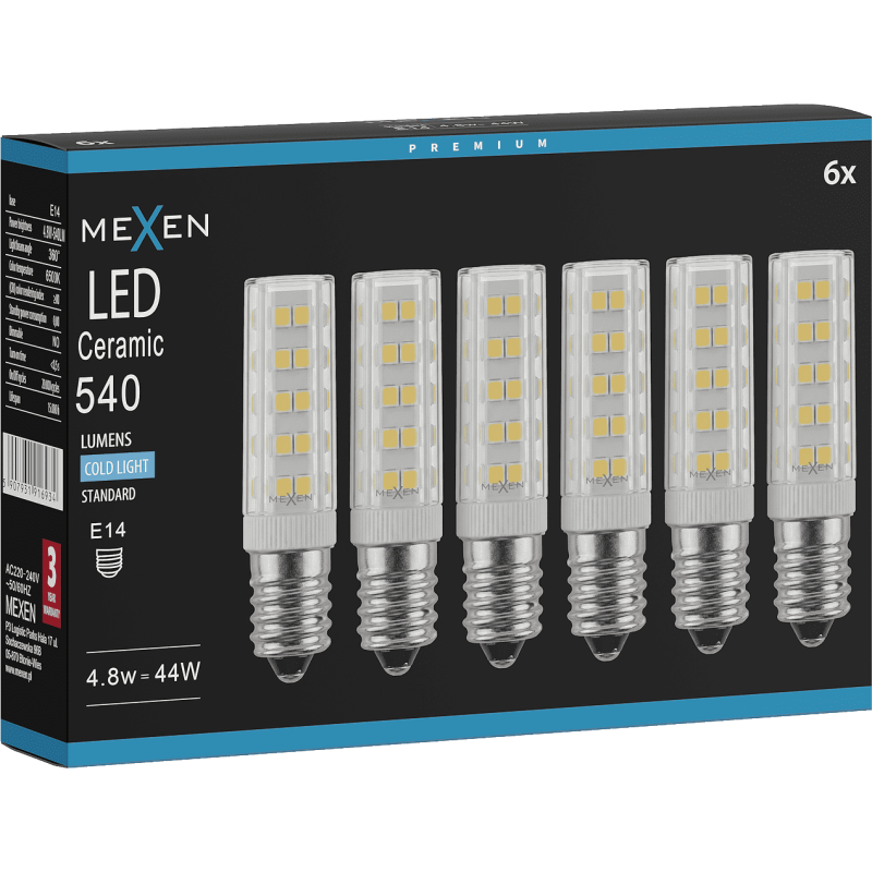Mexen Aura 6x żarówka LED E14, 4,8W, Zimna - 6500K, 540 lm - L121-E14-0565-01x06