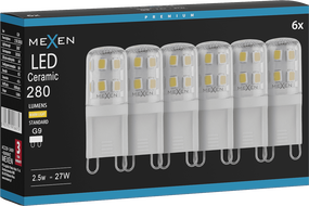 Mexen Aura 6x żarówka LED G9, 2,5W, Ciepła - 3000K, 280 lm - L121-G9-0230-01x06
