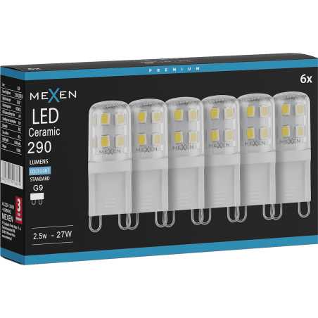 Mexen Aura 6x żarówka LED G9, 2,5W, Zimna - 6500K, 290 lm - L121-G9-0265-01x06