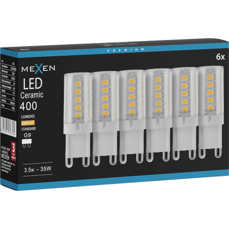 Mexen Aura 6x żarówka LED G9, 3,5W, Ciepła - 3000K, 400 lm - L121-G9-0330-01x06
