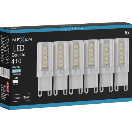 Mexen Aura 6x żarówka LED G9, 3,5W, Zimna - 6500K, 410 lm - L121-G9-0365-01x06
