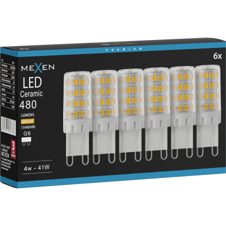 Mexen Aura 6x żarówka LED G9, 4W, Ciepła - 3000K, 480 lm - L121-G9-0430-01x06