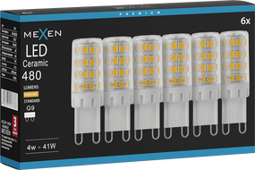 Mexen Aura 6x żarówka LED G9, 4W, Ciepła - 3000K, 480 lm - L121-G9-0430-01x06