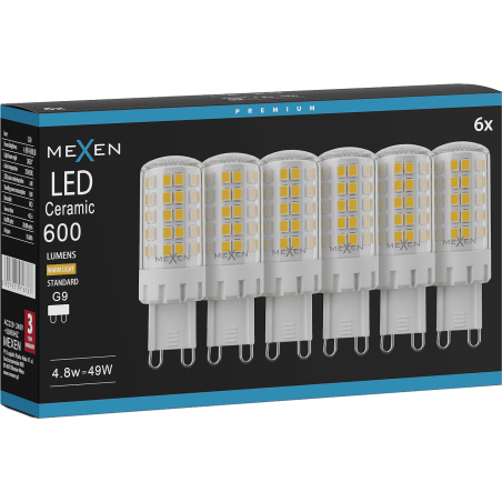 Mexen Aura 6x żarówka LED G9, 4,8W, Ciepła - 3000K, 600 lm - L121-G9-0530-01x06