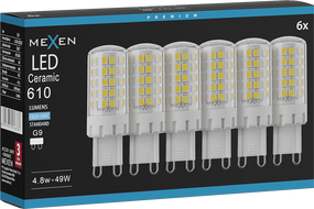 Mexen Aura 6x żarówka LED G9, 4,8W, Zimna - 6500K, 610 lm - L121-G9-0565-01x06