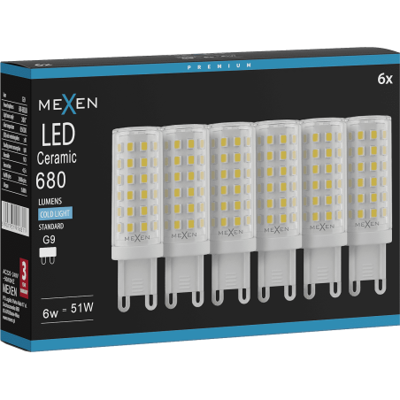 Mexen Aura 6x żarówka LED G9, 6W, Zimna - 6500K, 680 lm - L121-G9-0665-01x06
