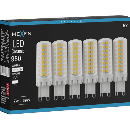 Mexen Aura 6x żarówka LED G9, 7W, Neutralna - 4000K, 980 lm - L121-G9-0740-01x06