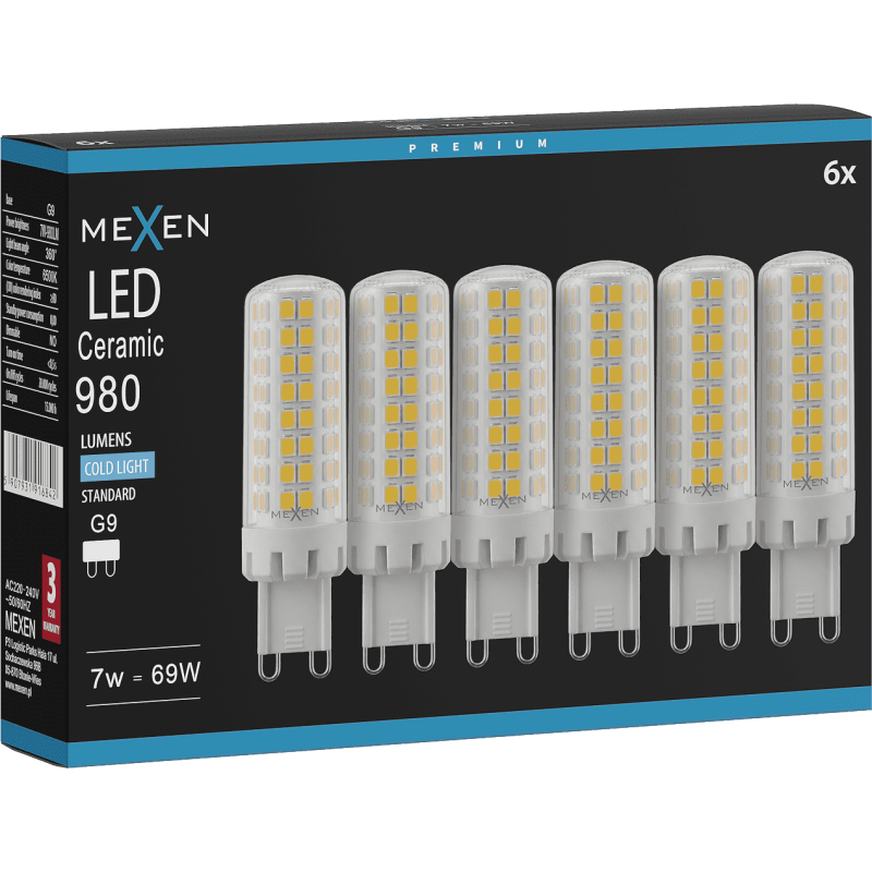 Mexen Aura 6x żarówka LED G9, 7W, Zimna - 6500K, 980 lm - L121-G9-0765-01x06