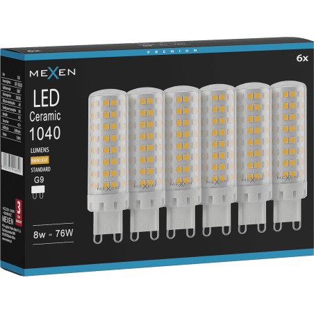 Mexen Aura 6x żarówka LED G9, 8W, Ciepła - 3000K, 1040 lm - L121-G9-0830-01x06