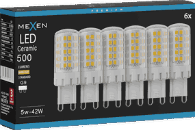 Mexen Aura 6x żarówka LED ściemnialna G9, 5W, Ciepła - 3000K, 500 lm - L122-G9-0530-01x06