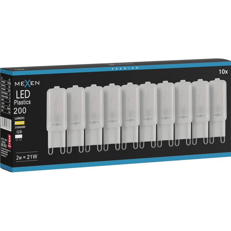 Mexen Aura 10x żarówka LED G9, 2W, Ciepła - 3000K, 200 lm - L120-G9-0230-01x10