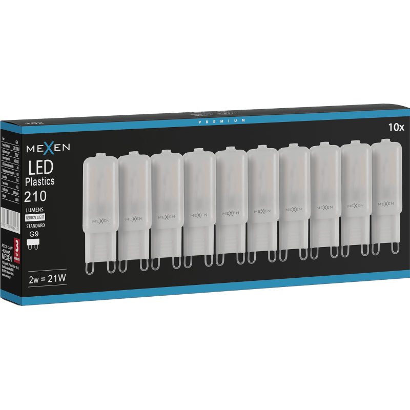 Mexen Aura 10x żarówka LED G9, 2W, Neutralna - 4000K, 210 lm - L120-G9-0240-01x10