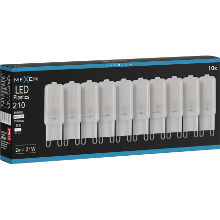 Mexen Aura 10x żarówka LED G9, 2W, Neutralna - 4000K, 210 lm - L120-G9-0240-01x10