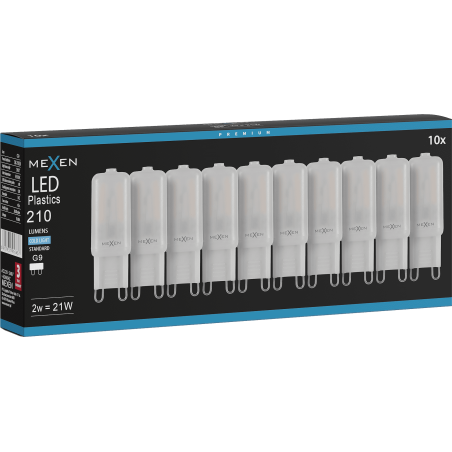 Mexen Aura 10x żarówka LED G9, 2W, Zimna - 6500K, 210 lm - L120-G9-0265-01x10