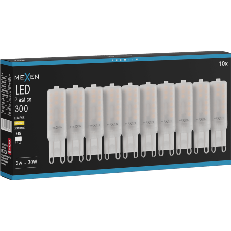 Mexen Aura 10x żarówka LED G9, 3W, Ciepła - 3000K, 300 lm - L120-G9-0330-01x10