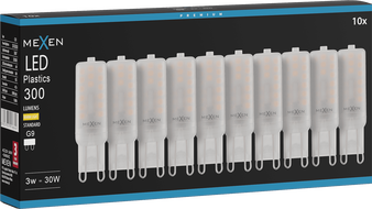 Mexen Aura 10x żarówka LED G9, 3W, Ciepła - 3000K, 300 lm - L120-G9-0330-01x10
