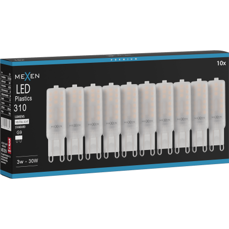 Mexen Aura 10x żarówka LED G9, 3W, Neutralna - 4000K, 310 lm - L120-G9-0340-01x10
