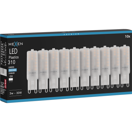 Mexen Aura 10x żarówka LED G9, 3W, Zimna - 6500K, 310 lm - L120-G9-0365-01x10