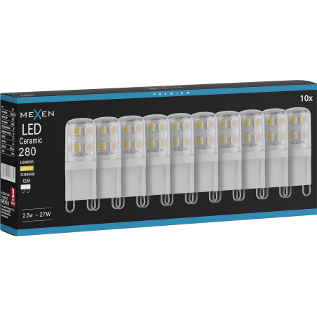 Mexen Aura 10x żarówka LED G9, 2,5W, Ciepła - 3000K, 280 lm - L121-G9-0230-01x10