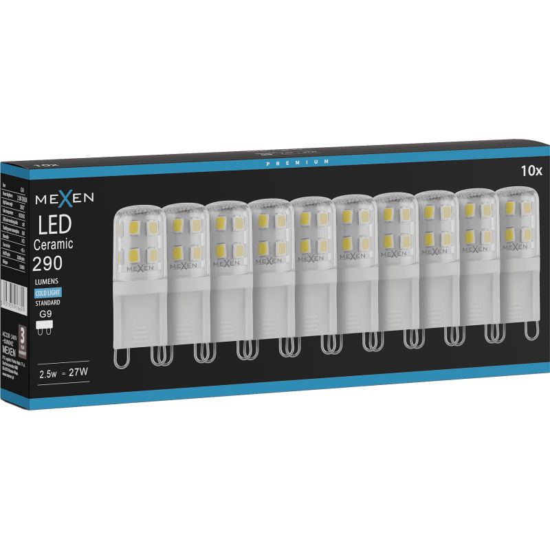 Mexen Aura 10x żarówka LED G9, 2,5W, Zimna - 6500K, 290 lm - L121-G9-0265-01x10