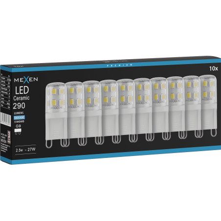 Mexen Aura 10x żarówka LED G9, 2,5W, Zimna - 6500K, 290 lm - L121-G9-0265-01x10