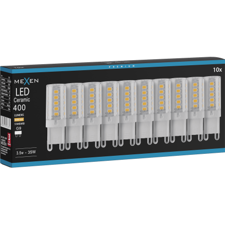 Mexen Aura 10x żarówka LED G9, 3,5W, Ciepła - 3000K, 400 lm - L121-G9-0330-01x10