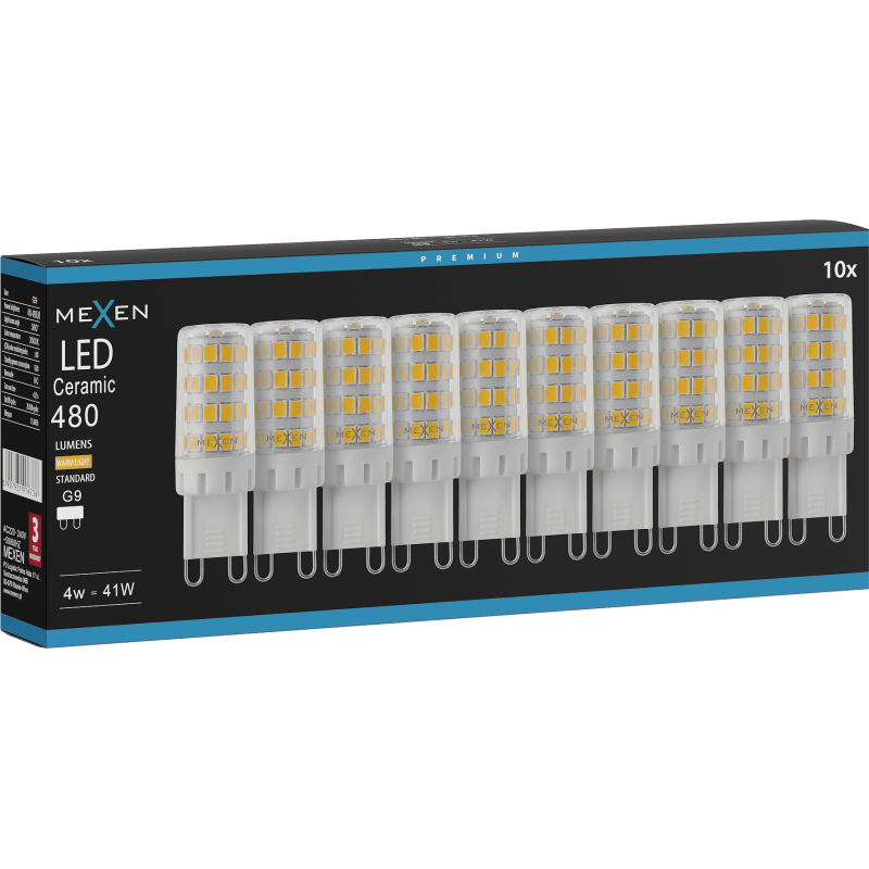 Mexen Aura 10x żarówka LED G9, 4W, Ciepła - 3000K, 480 lm - L121-G9-0430-01x10