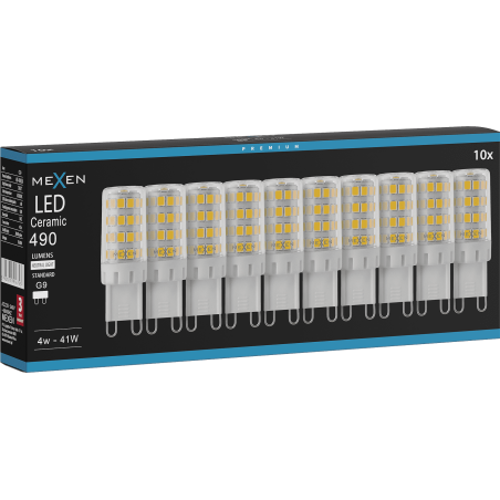 Mexen Aura 10x żarówka LED G9, 4W, Neutralna - 4000K, 490 lm - L121-G9-0440-01x10