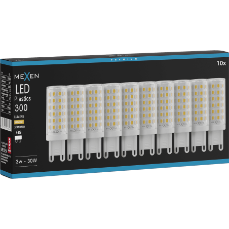 Mexen Aura 10x żarówka LED G9, 6W, Ciepła - 3000K, 660 lm - L121-G9-0630-01x10