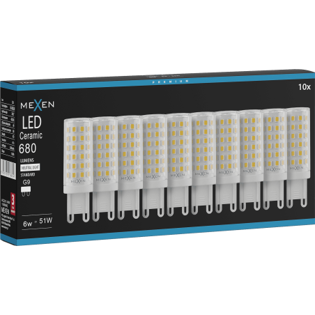 Mexen Aura 10x żarówka LED G9, 6W, Neutralna - 4000K, 680 lm - L121-G9-0640-01x10