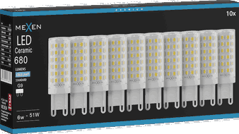 Mexen Aura 10x żarówka LED G9, 6W, Zimna - 6500K, 680 lm - L121-G9-0665-01x10
