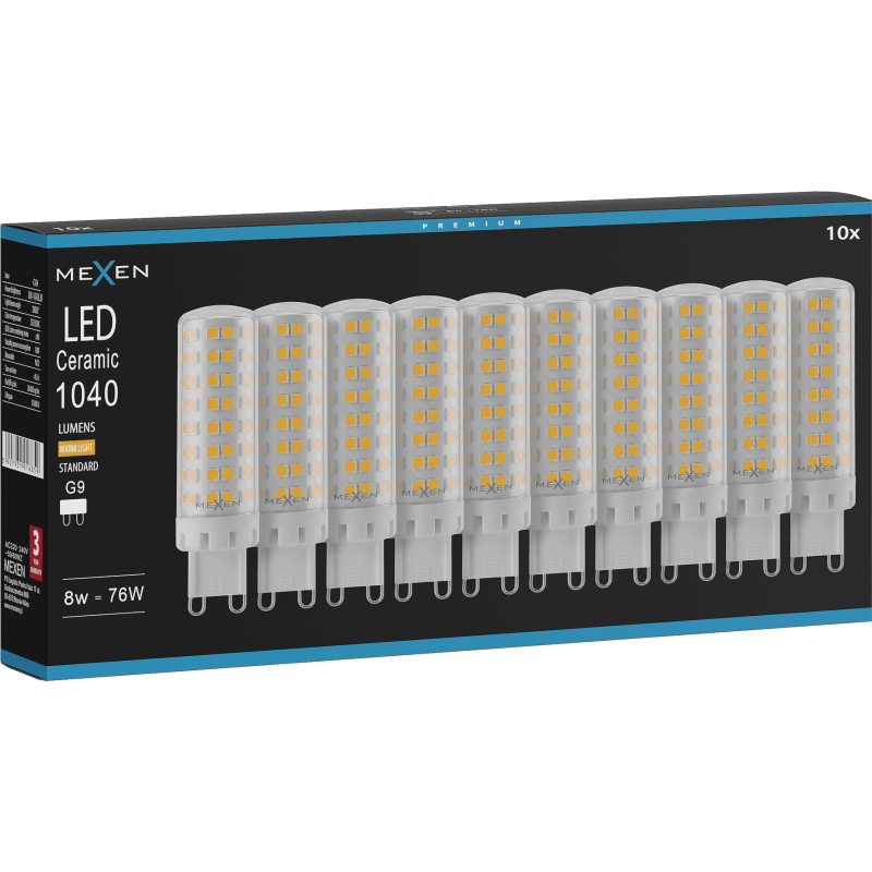 Mexen Aura 10x żarówka LED G9, 8W, Ciepła - 3000K, 1040 lm - L121-G9-0830-01x10