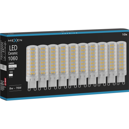 Mexen Aura 10x żarówka LED G9, 8W, Neutralna - 4000K, 1060 lm - L121-G9-0840-01x10