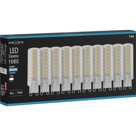 Mexen Aura 10x żarówka LED G9, 8W, Zimna - 6500K, 1060 lm - L121-G9-0865-01x10