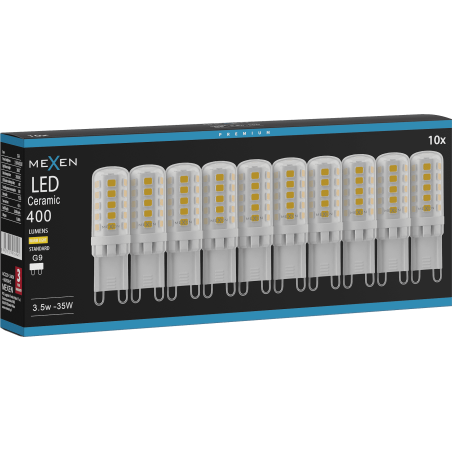 Mexen Aura 10x żarówka LED ściemnialna G9, 3,5W, Ciepła - 3000K, 400 lm - L122-G9-0330-01x10
