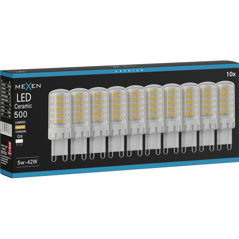 Mexen Aura 10x żarówka LED ściemnialna G9, 5W, Ciepła - 3000K, 500 lm - L122-G9-0530-01x10