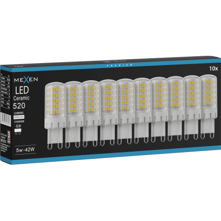 Mexen Aura 10x żarówka LED ściemnialna G9, 5W, Neutralna - 4000K, 520 lm - L122-G9-0540-01x10