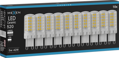 Mexen Aura 10x żarówka LED ściemnialna G9, 5W, Neutralna - 4000K, 520 lm - L122-G9-0540-01x10