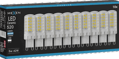 Mexen Aura 10x żarówka LED ściemnialna G9, 5W, Zimna - 6500K, 520 lm - L122-G9-0565-01x10