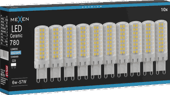 Mexen Aura 10x żarówka LED ściemnialna G9, 6W, Zimna - 6500K, 780 lm - L122-G9-0665-01x10