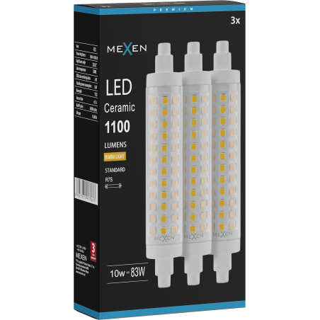 Mexen Vega 3x żarówka LED ściemnialna R7S, 10W, Ciepła - 3000K, 1100 lm - L125-R7S-1030-02x03