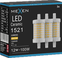 Mexen Vega 3x żarówka LED ściemnialna R7S, 12W, Ciepła - 3000K, 1521 lm - L125-R7S-1230-01x03