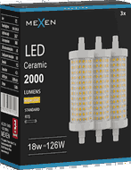 Mexen Vega 3x żarówka LED ściemnialna R7S, 18W, Ciepła - 3000K, 2000 lm - L125-R7S-1830-02x03